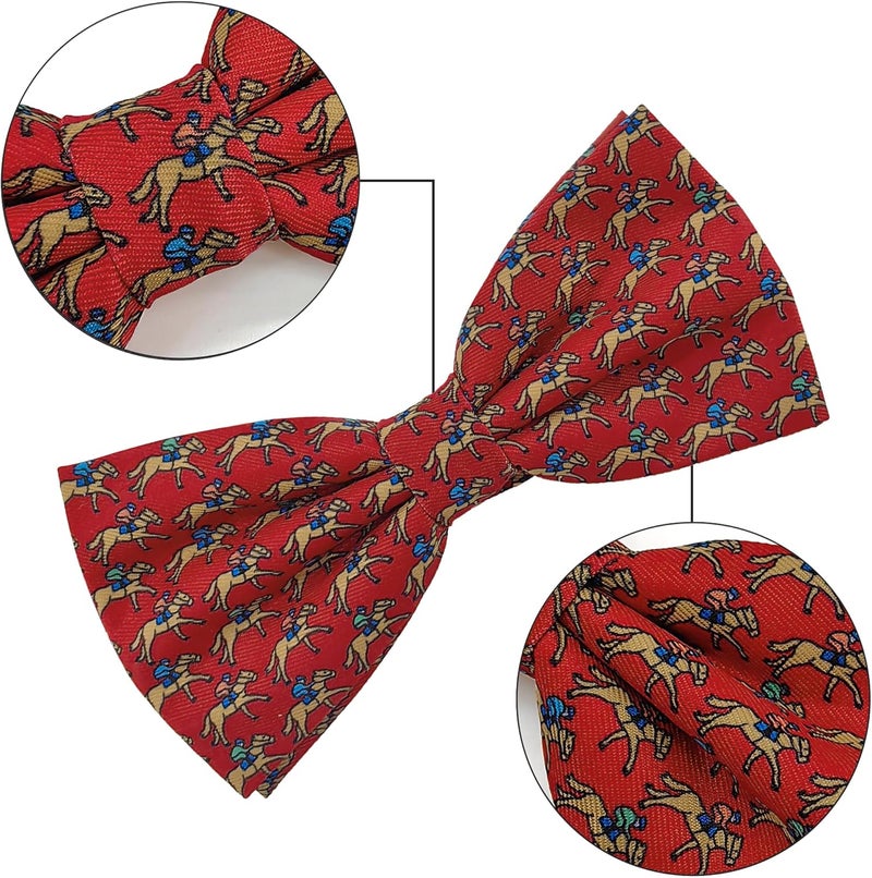 pensee Horse Racing Bow Tie Men's Horse Animal Men's BowTie 4.7 inch (12cm) Festive Novelty - Image 3